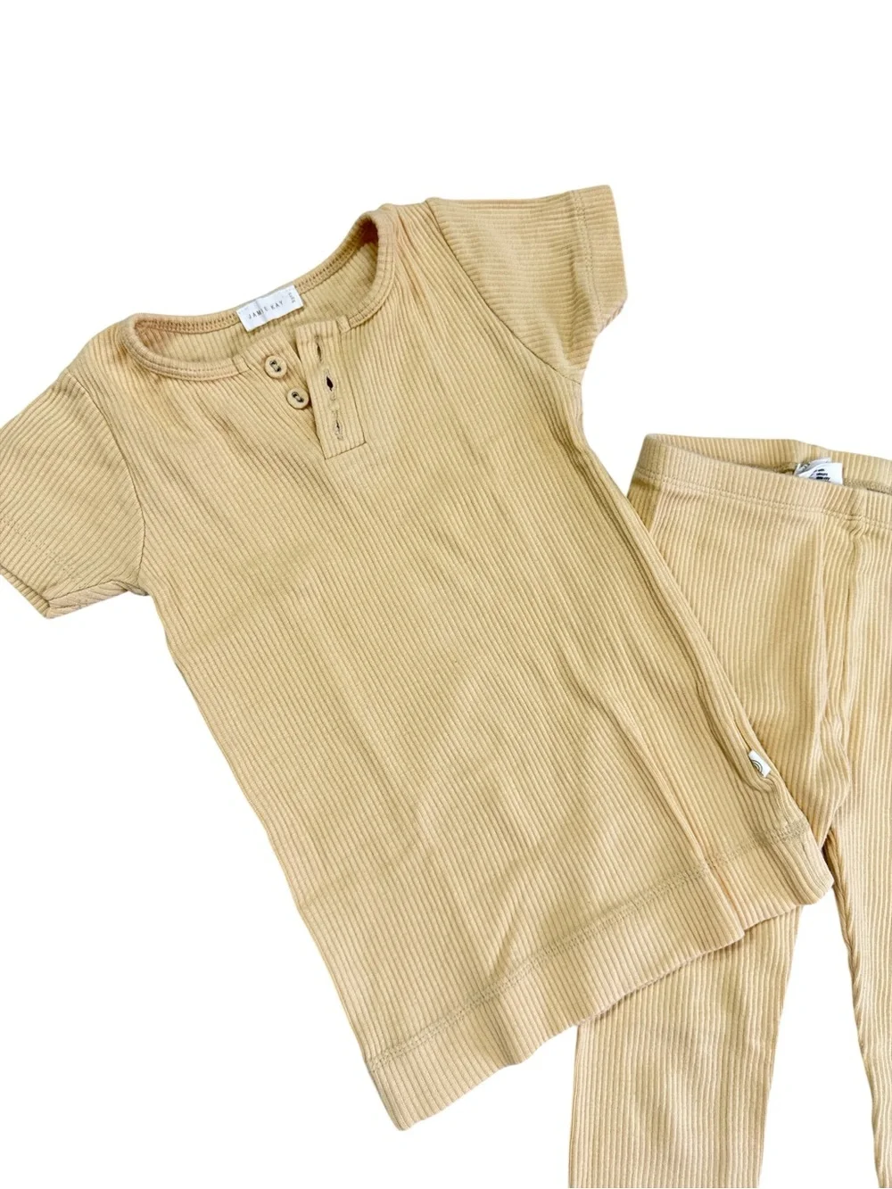 Jamie Kay Warm Tan Ribbed Henley Lounge Set - Size 5Y